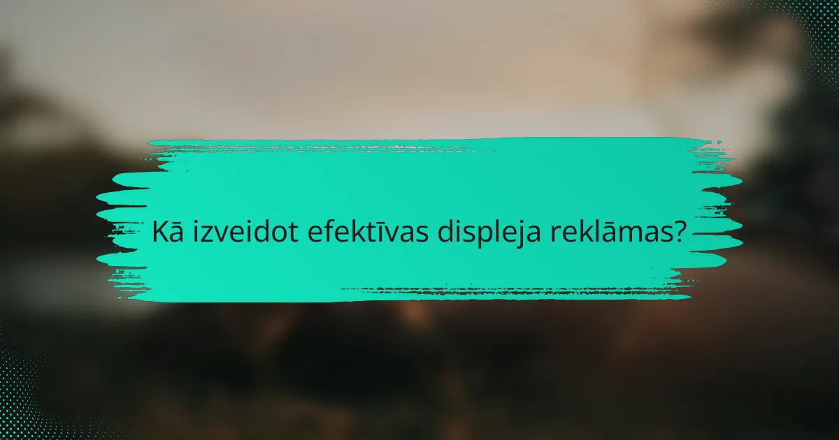 Kā izveidot efektīvas displeja reklāmas?