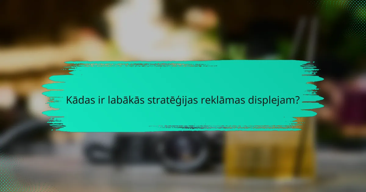 Kādas ir labākās stratēģijas reklāmas displejam?