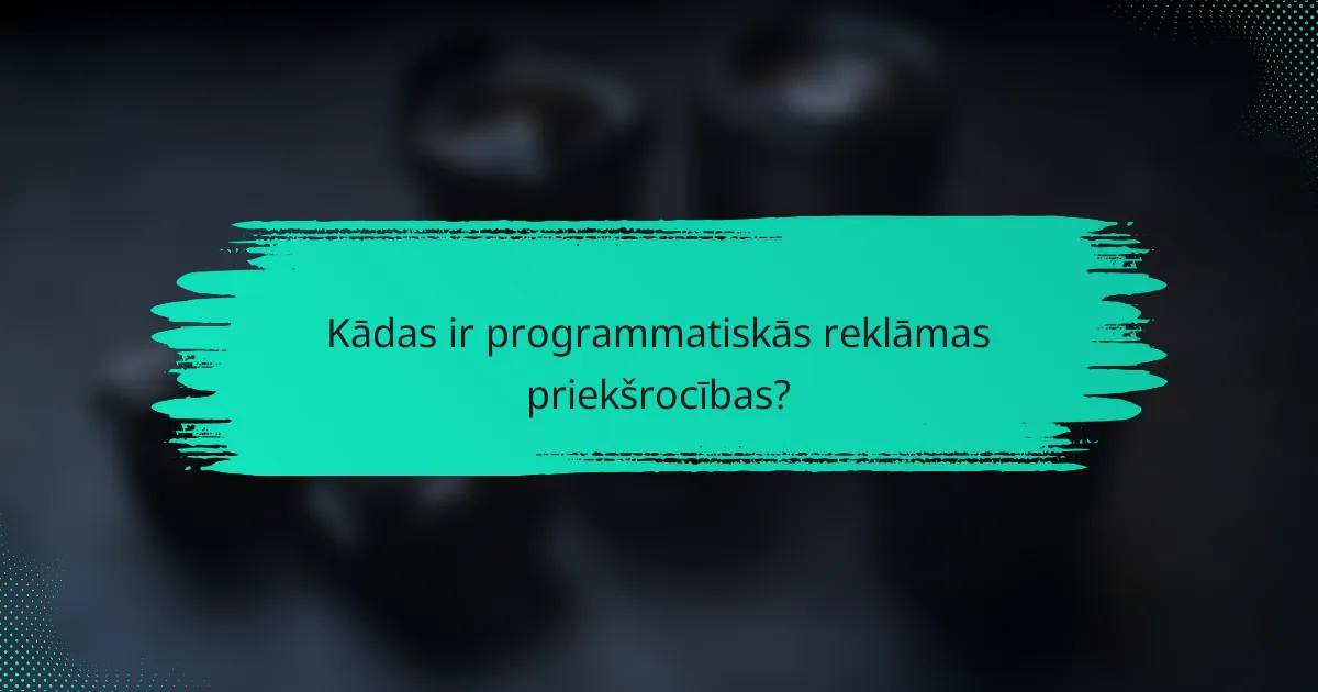 Kādas ir programmatiskās reklāmas priekšrocības?