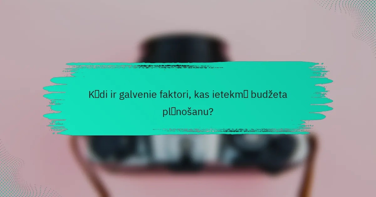 Kādi ir galvenie faktori, kas ietekmē budžeta plānošanu?